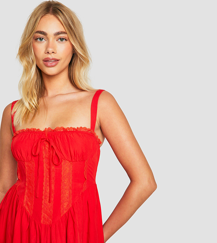 Lace Corset Smock Dress