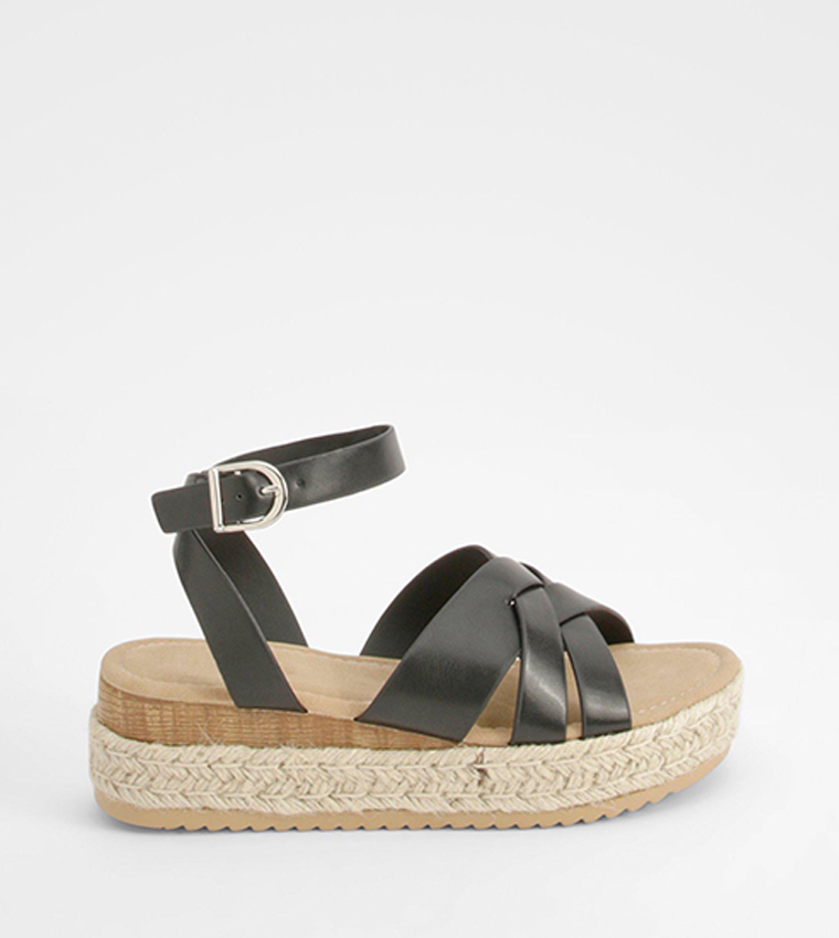 Buy Boohoo Ankle Strap Flatform Sandals In Black 6thStreet UAE