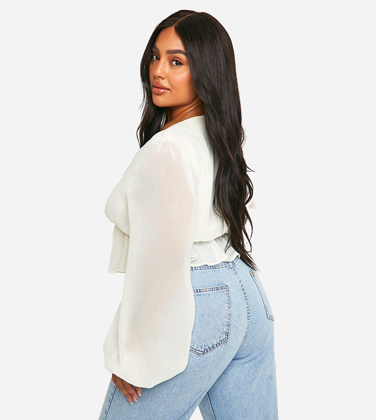 Curve Tie Front Peplum Top