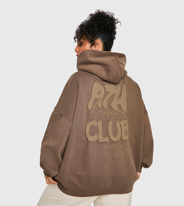 Buy Boohoo Curve Overdyed Oversized Hoodie In Brown | 6thStreet Qatar