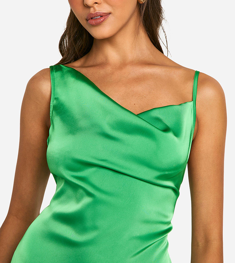 Satin Chiffon Frill Hem Maxi Dress