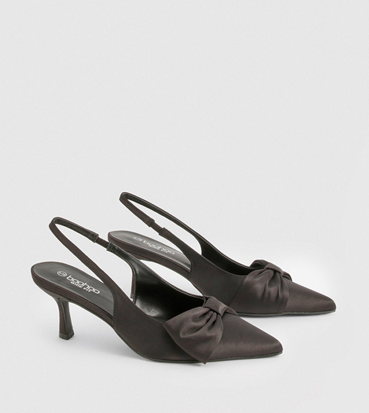 Wide Fit Half Bow Satin Pumps