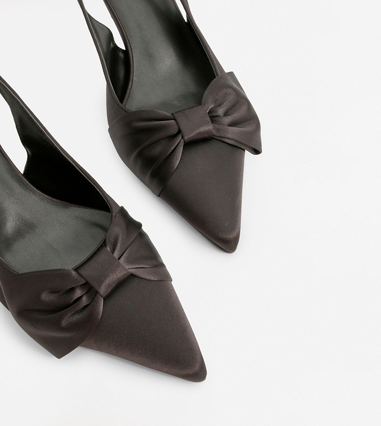 Wide Fit Half Bow Satin Pumps