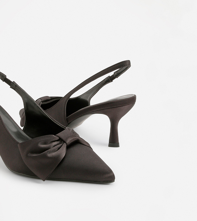 Wide Fit Half Bow Satin Pumps