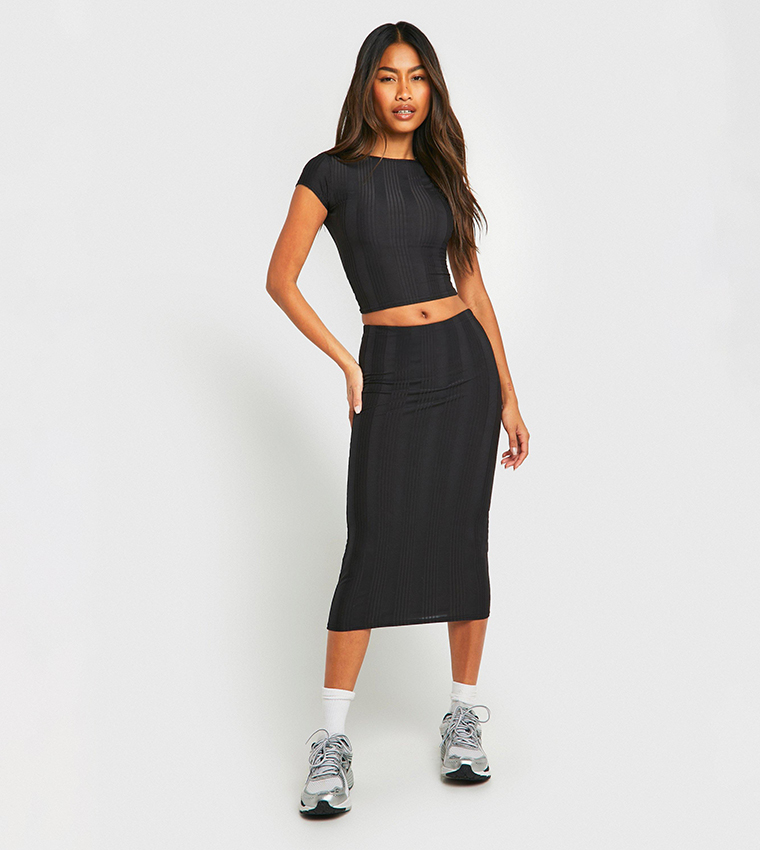 Crop top and midi skirt set best sale