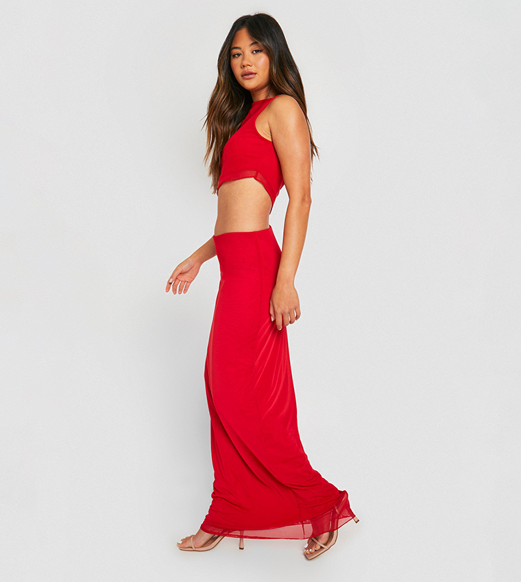 Buy red maxi skirt best sale