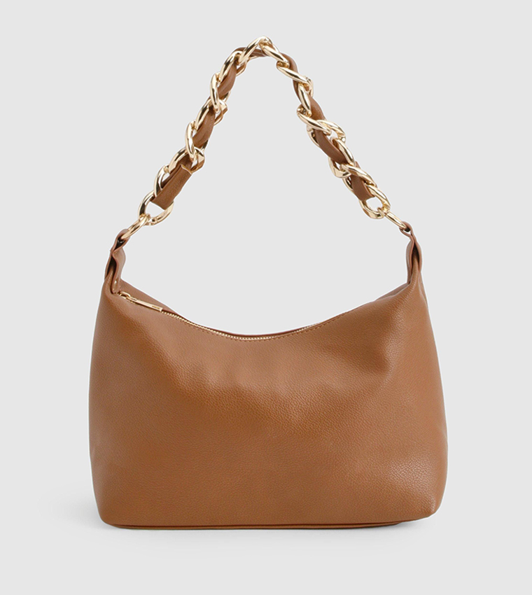 Faux Leather Chain Shoulder Bag
