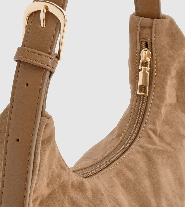 Faux Suede Slouchy Shoulder Bag