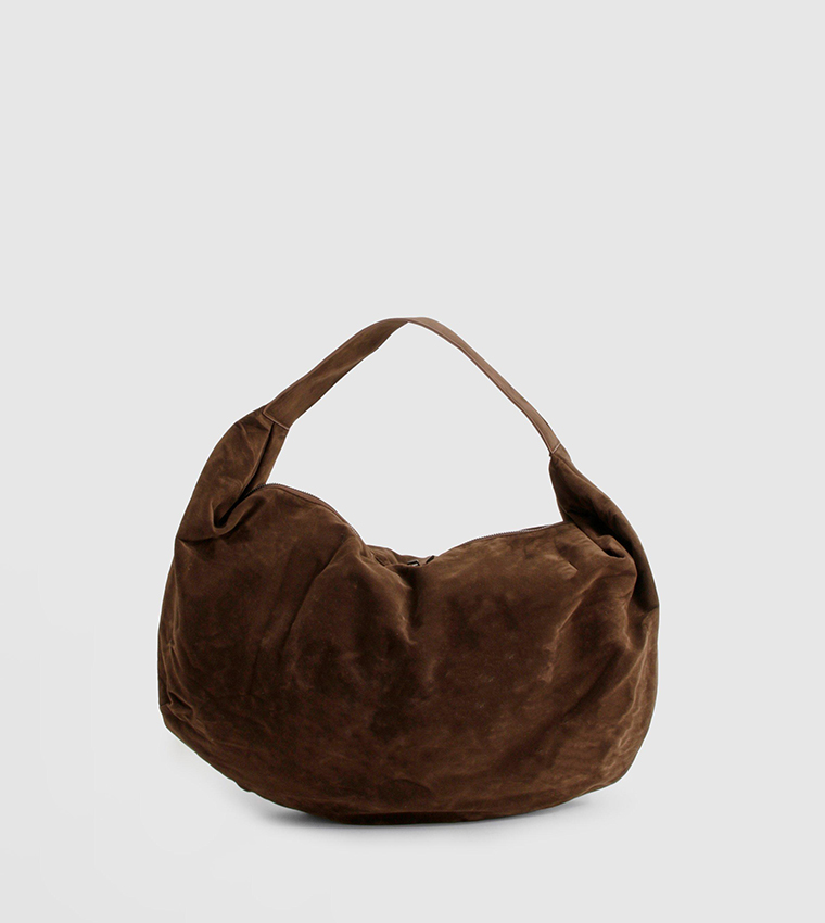 Faux Suede Slouchy Shoulder Bag
