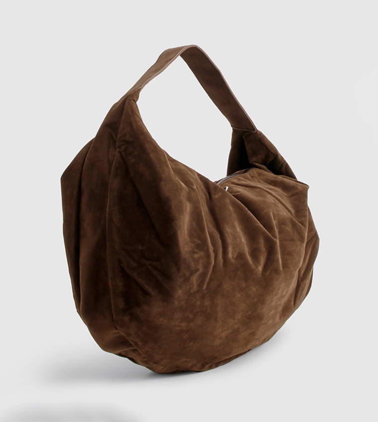 Faux Suede Slouchy Shoulder Bag