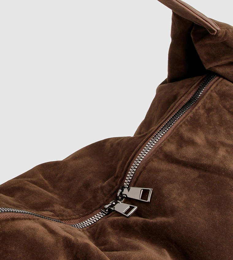 Faux Suede Slouchy Shoulder Bag