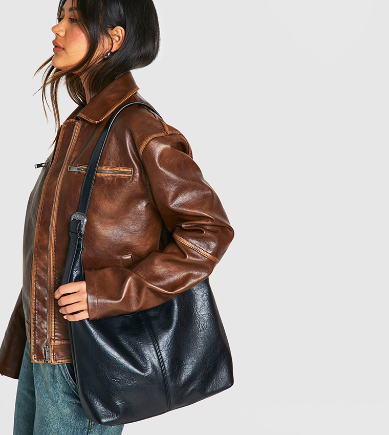 Western Buckle Slouchy Tote Bag