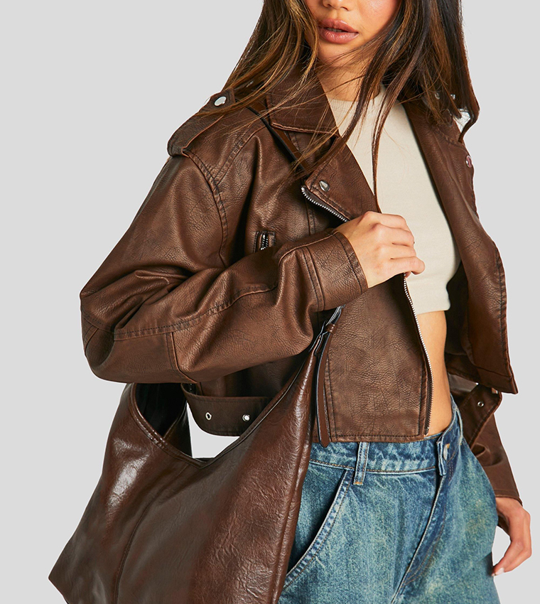 Western Buckle Slouchy Tote Bag