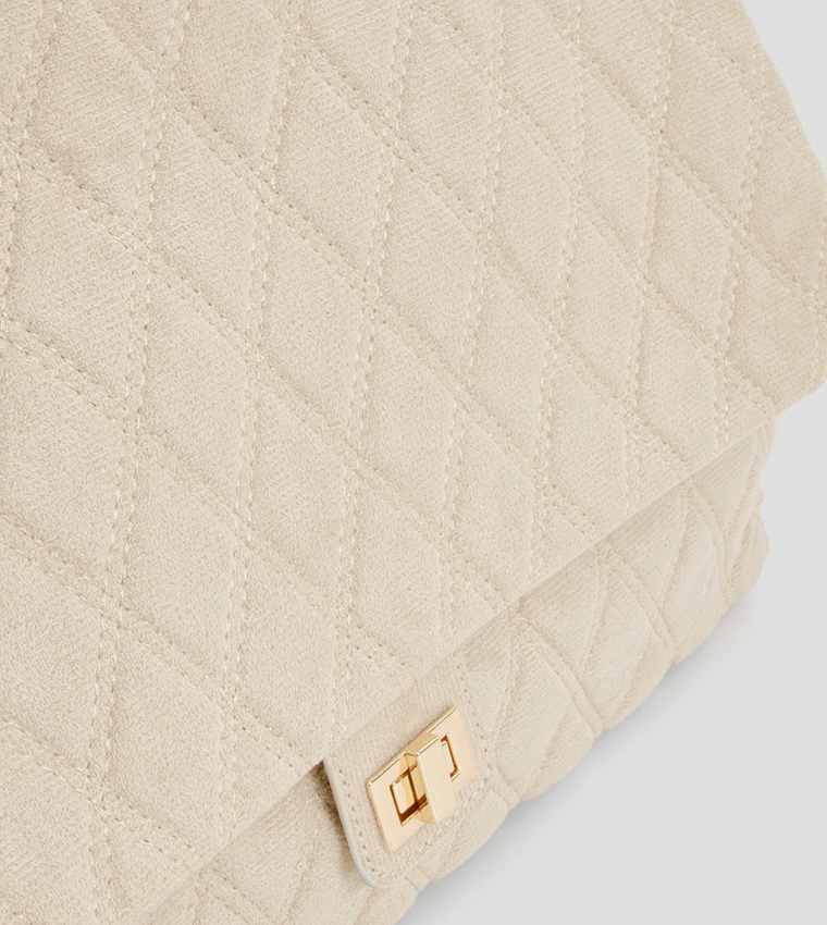 Quilted Faux Suede Shoulder Bag