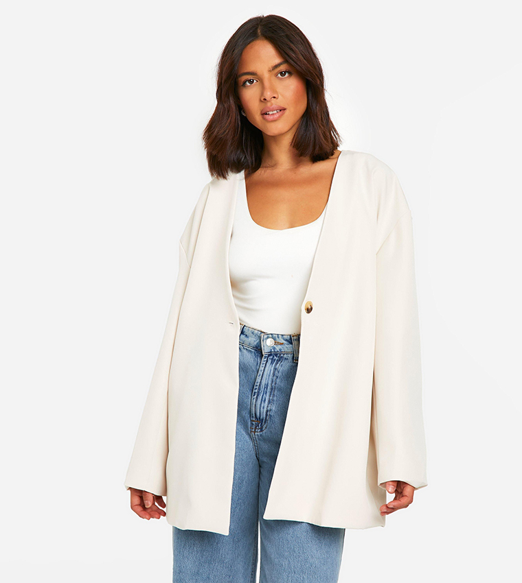Collarless Oversized Blazer