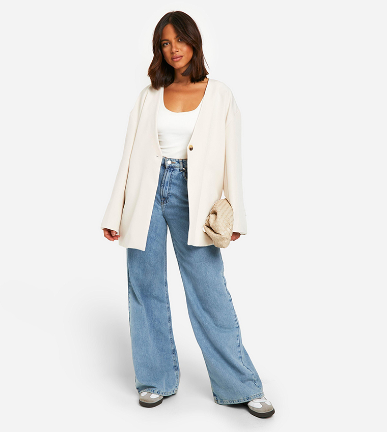 Collarless Oversized Blazer