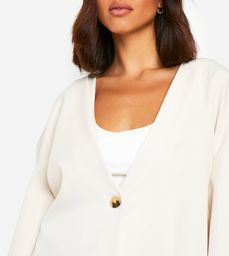 Collarless Oversized Blazer