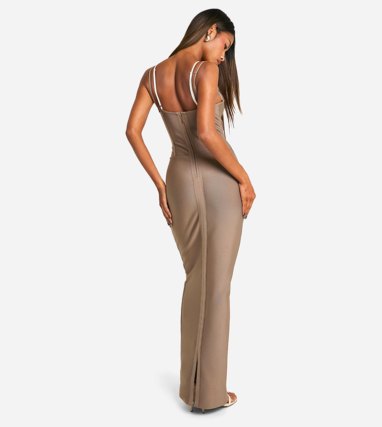 Bandage Double Layer Corset Maxi Dress