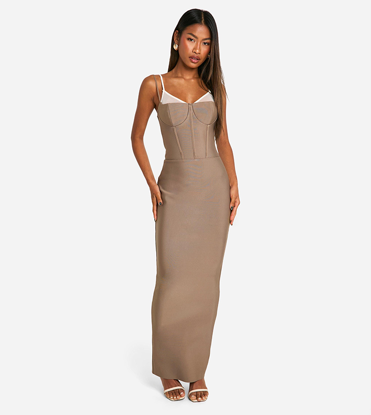 Bandage Double Layer Corset Maxi Dress
