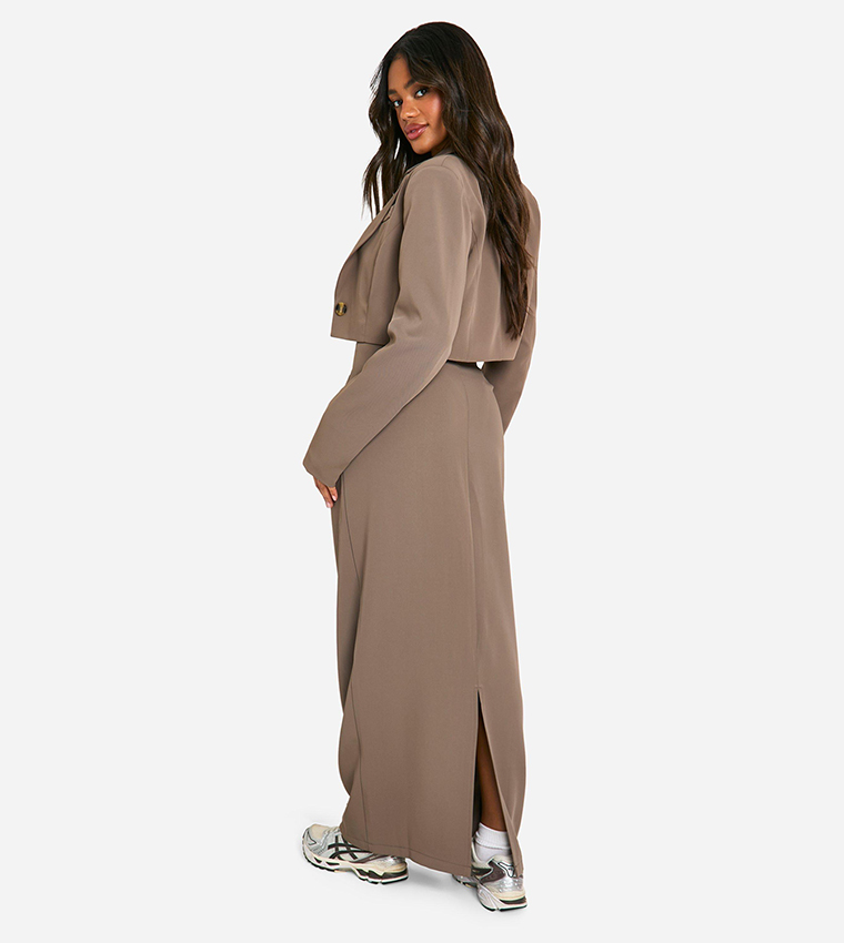Column Split Back Tailored Maxi Skirt