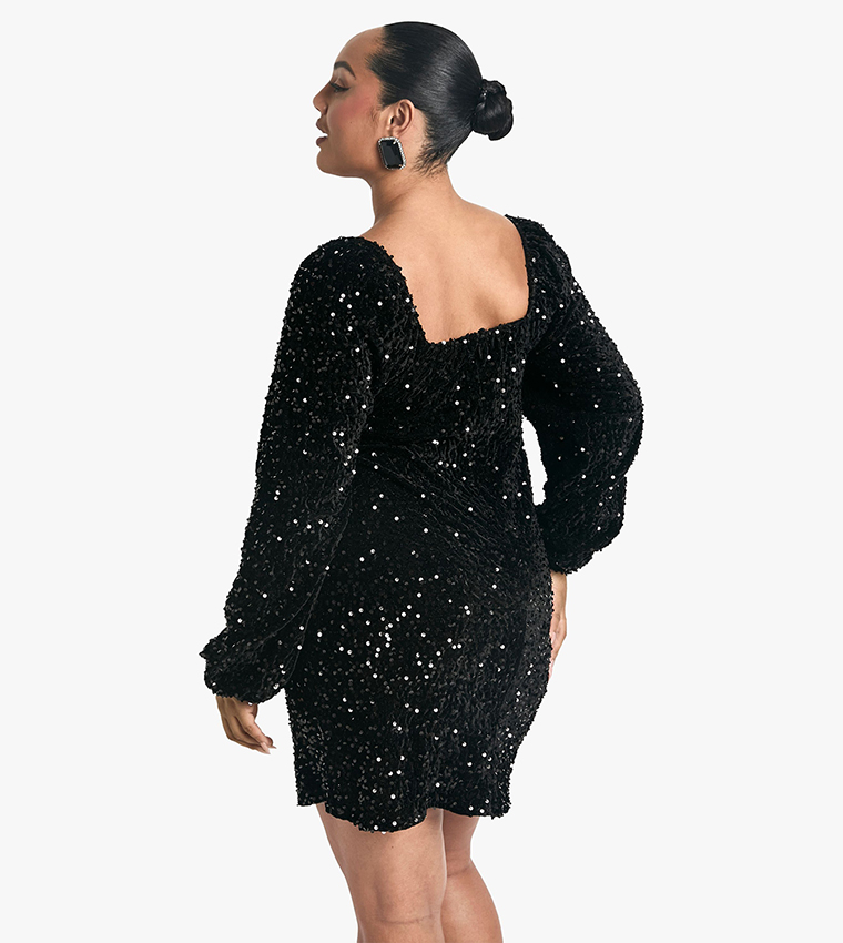 Curve Velvet Sequin Party Dress