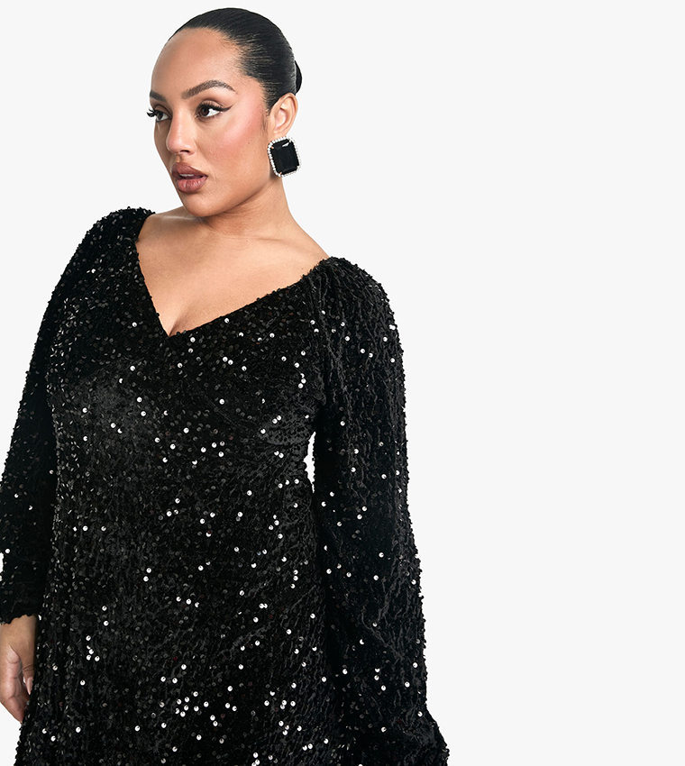 Curve Velvet Sequin Party Dress