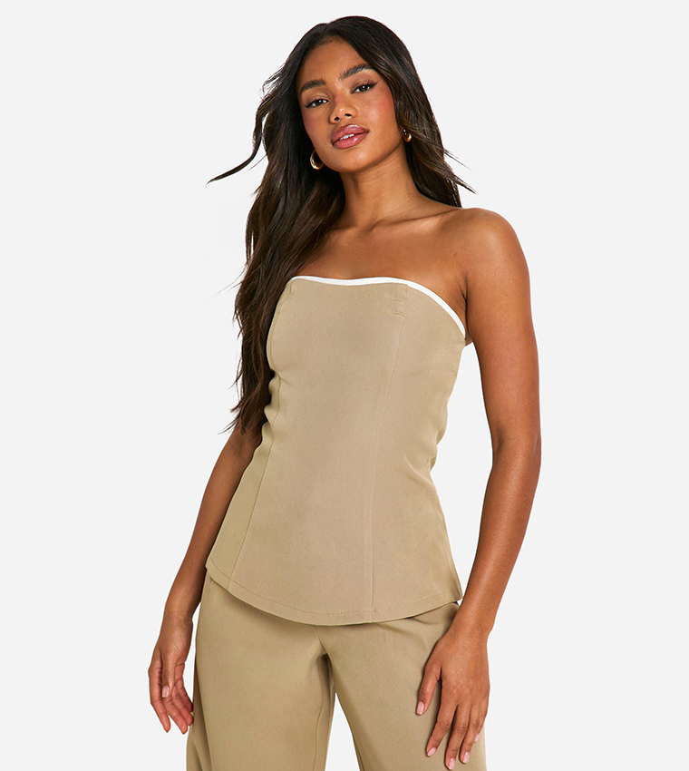 Contrast Seam Detail Off Shoulder Top