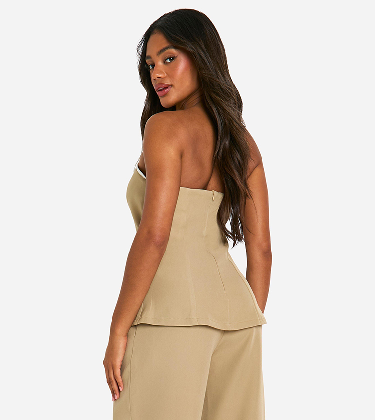 Contrast Seam Detail Off Shoulder Top