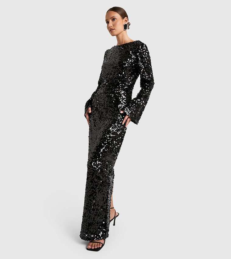 Sequined Scoop Back Maxi Dress