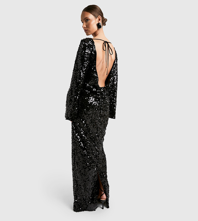 Sequined Scoop Back Maxi Dress