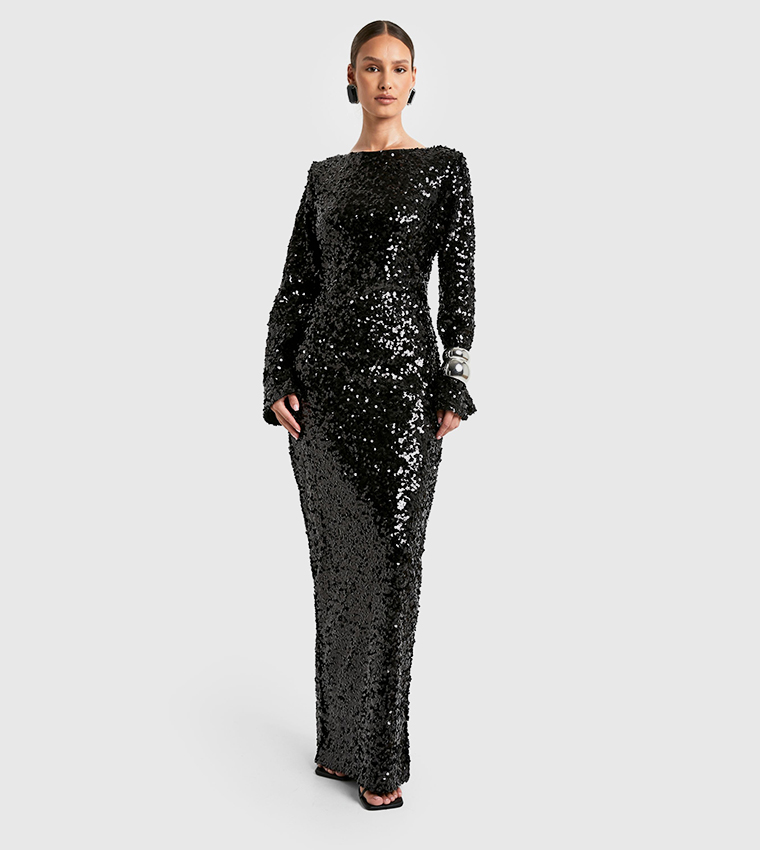 Sequined Scoop Back Maxi Dress
