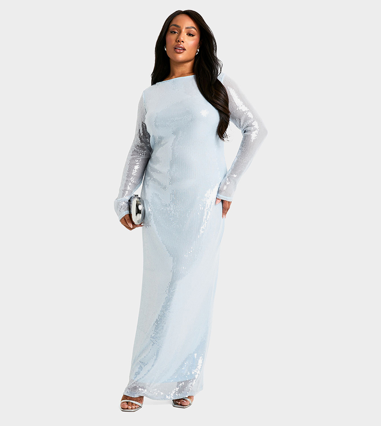 Curve Sequined Tie Back Maxi Column Dress