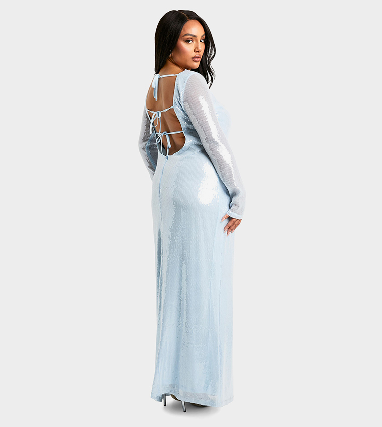 Curve Sequined Tie Back Maxi Column Dress