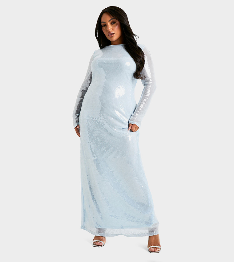 Curve Sequined Tie Back Maxi Column Dress