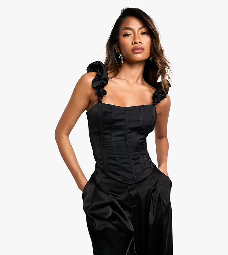 Ruffle Strap Corset Top