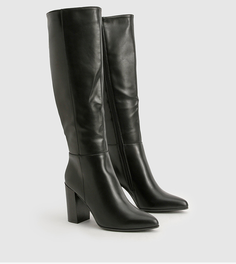 Stacked Block Heel Knee High Boots