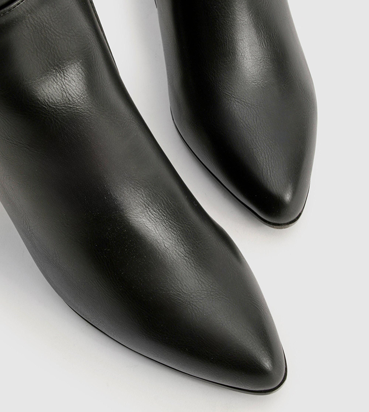 Stacked Block Heel Knee High Boots