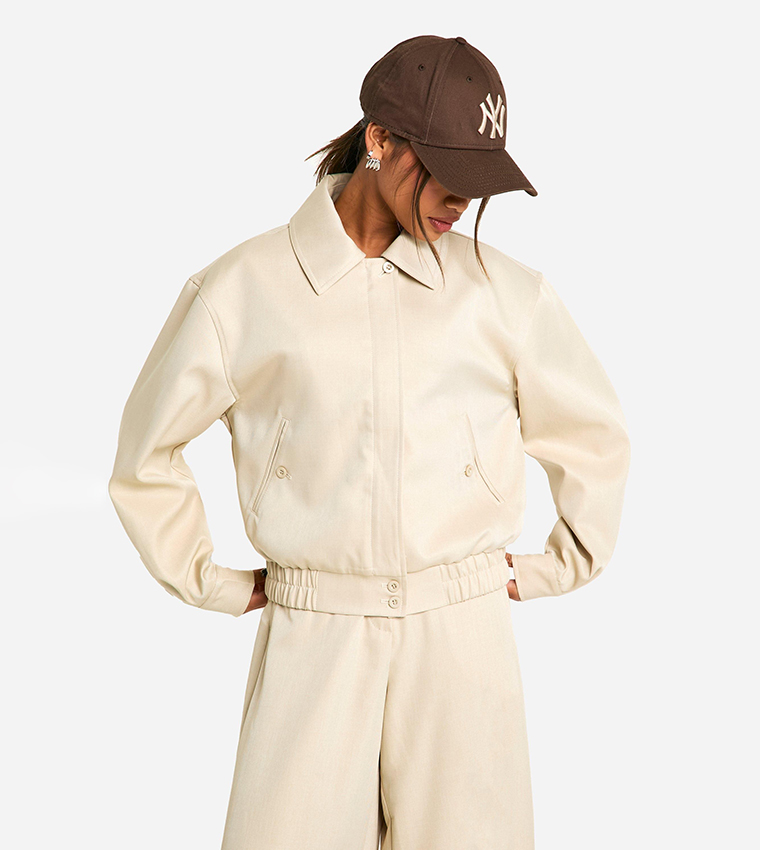 Slouchy Elastic Hem Bomber Jacket