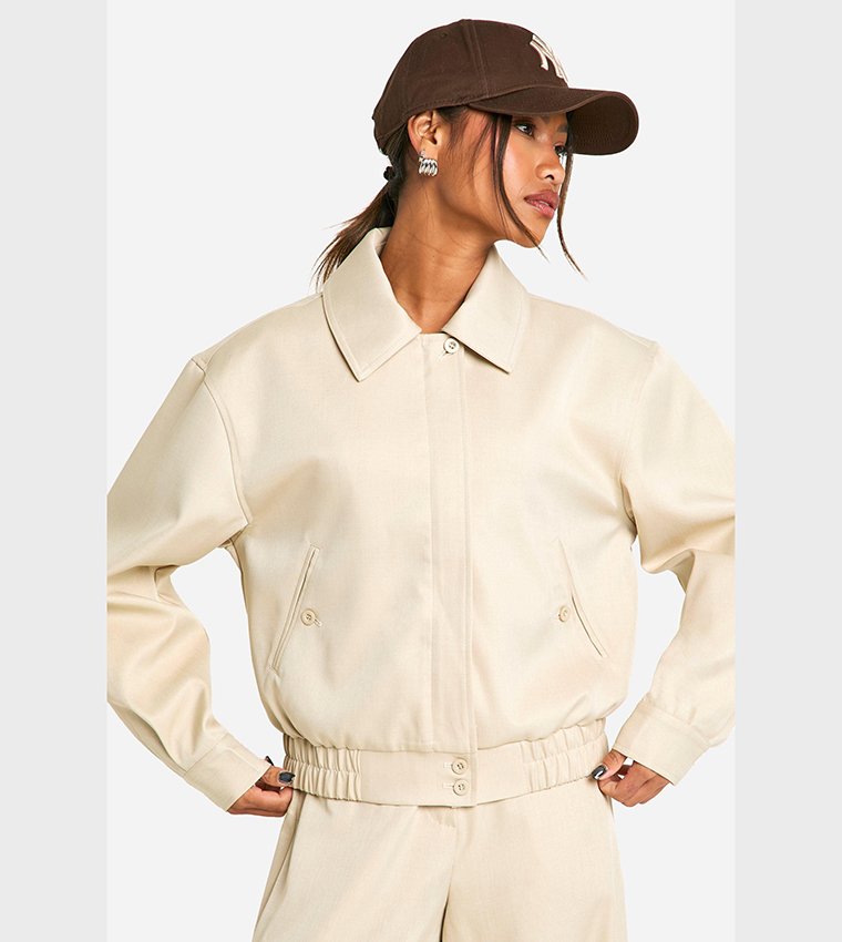 Slouchy Elastic Hem Bomber Jacket
