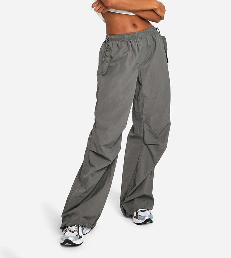 Elastic Waist Wide Leg Cargo Trousers