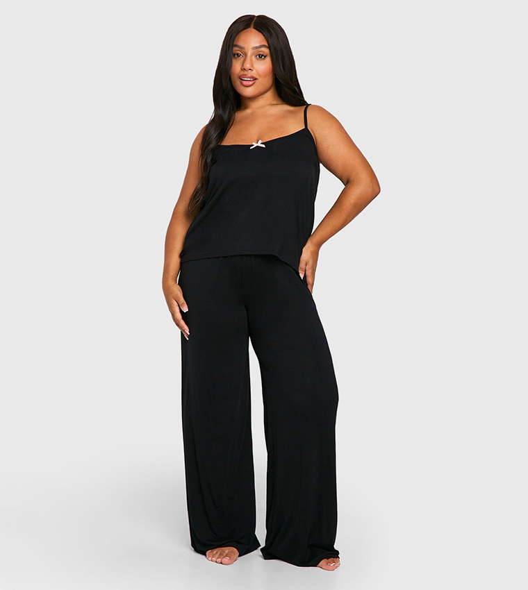 Plus Size Long Sleeve Sleepwear Sleepwear Black Pajamas Plus Size - Main Image