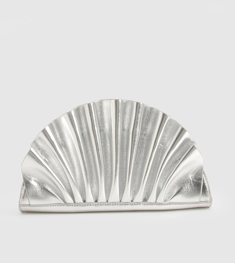 Metallic Ruffle Clutch Bag