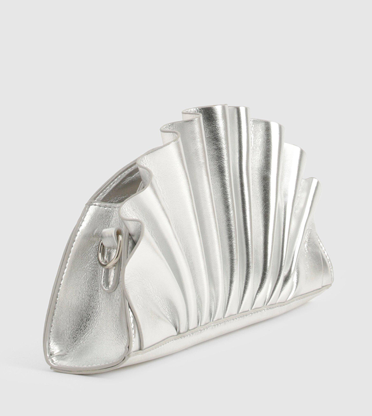Metallic Ruffle Clutch Bag