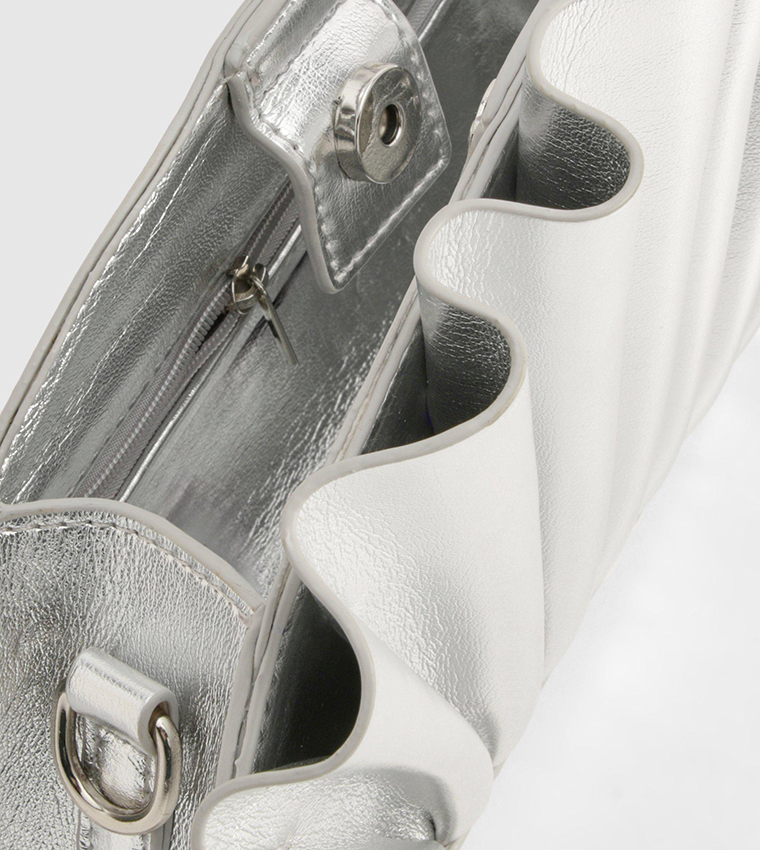 Metallic Ruffle Clutch Bag