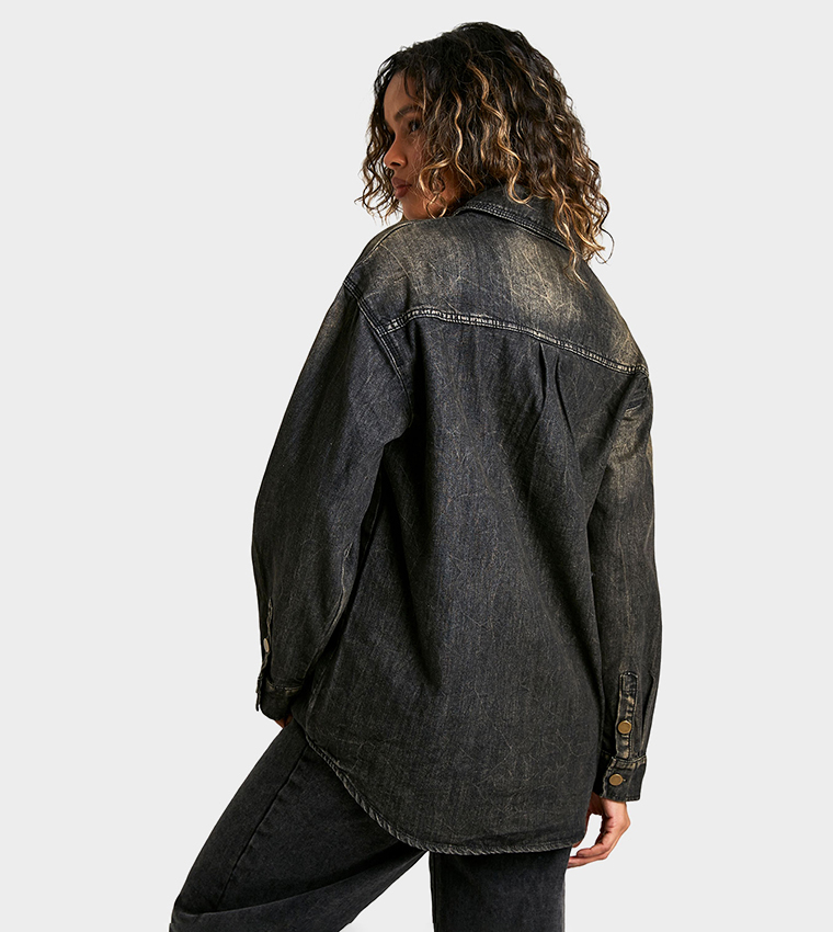 Oversized Seam Detail Denim Shirt