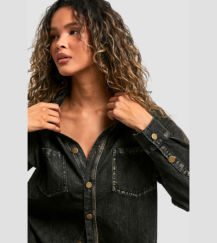 Oversized Seam Detail Denim Shirt