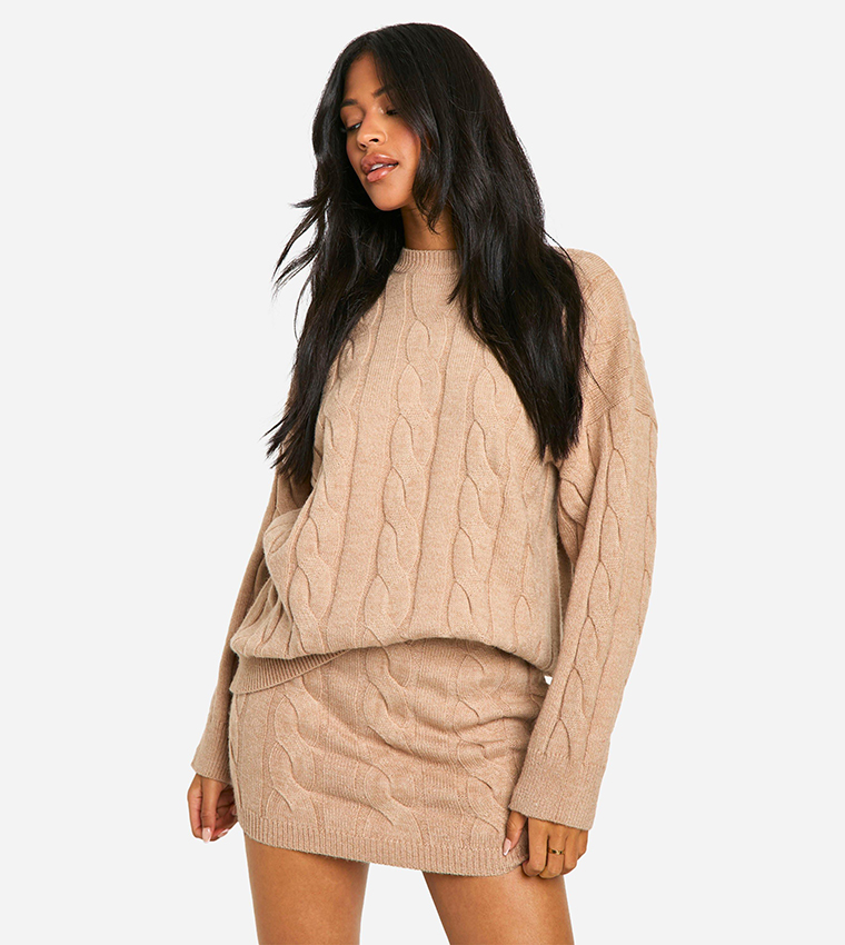 Tall Cable Knit Jumper and Mini Skirt