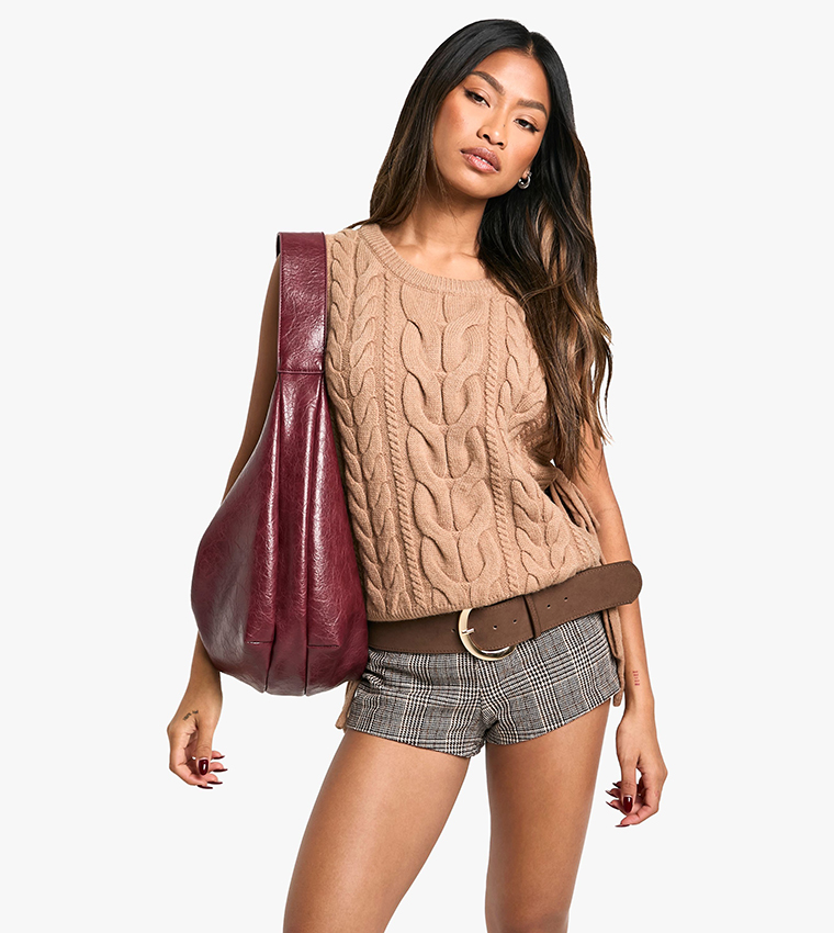 Boohoo Side Tie Knit Vest Tie Side Tailored Crop Top