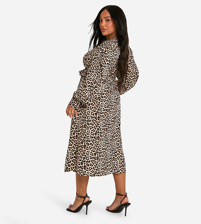 فستان ميدي لف بنقشة للمقاسات الكبيرة