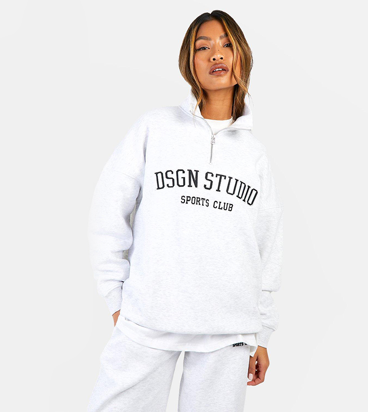 سويتشيرت واسع بنصف سحاب 